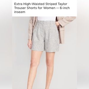 Old Navy Extra High-Waisted Striped Taylor Trouser Shorts for Women 6-inch